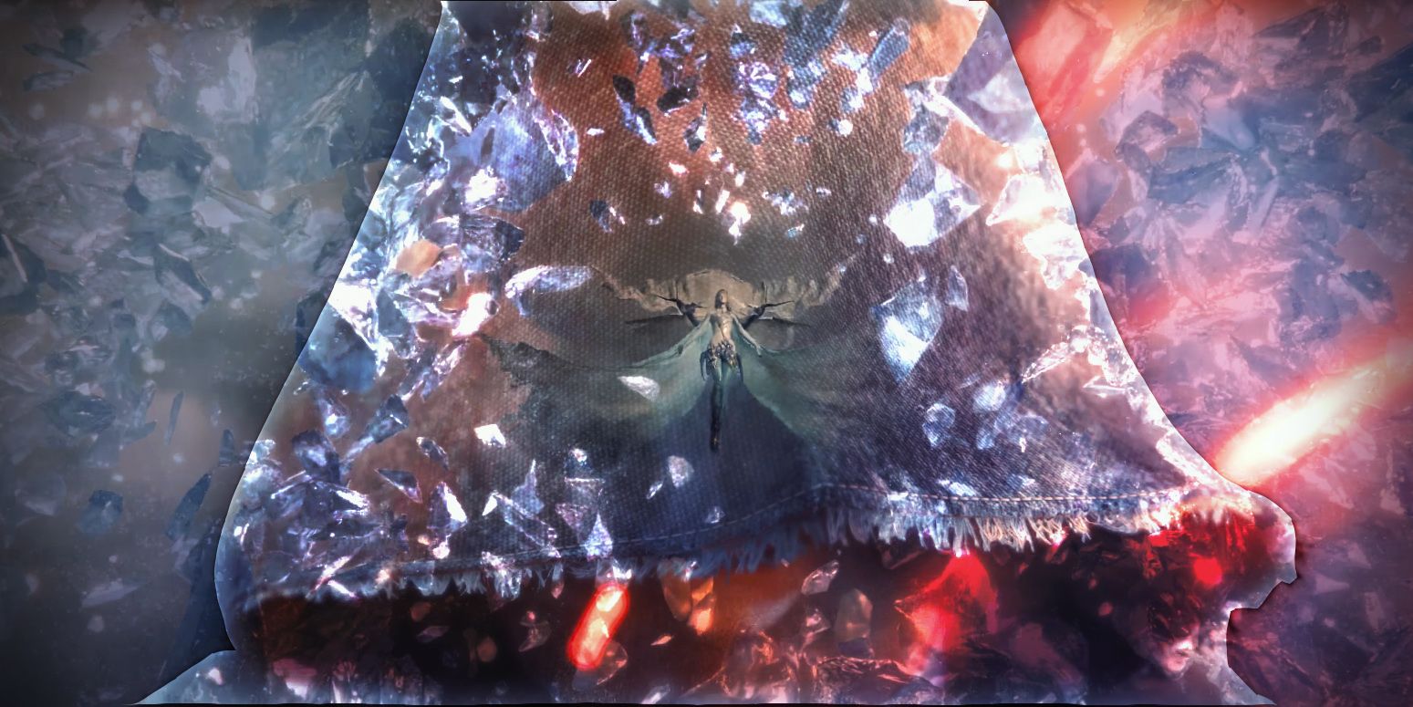 You’re Missing The Point If FF16’s Strong Language Bothers You - A Final Fantasy 16 image with Ultima, the god that will end all human life, overlaid in front of Joshua, Clive&rsquo;s brother