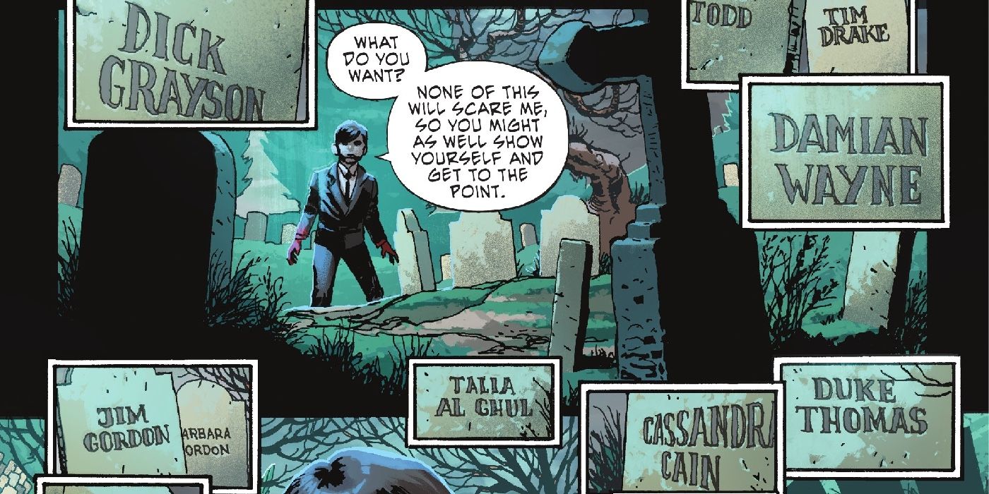 Knight Terrors Bruce Wayne sees the gravestones of those he loves