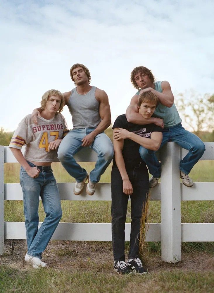 Zac Efron as Kevin Von Erich. Jeremy Allen White as Kerry Von Erich, Harris Dickinson as David Von Erich, and Stanley Simons as Mike Von Erich .