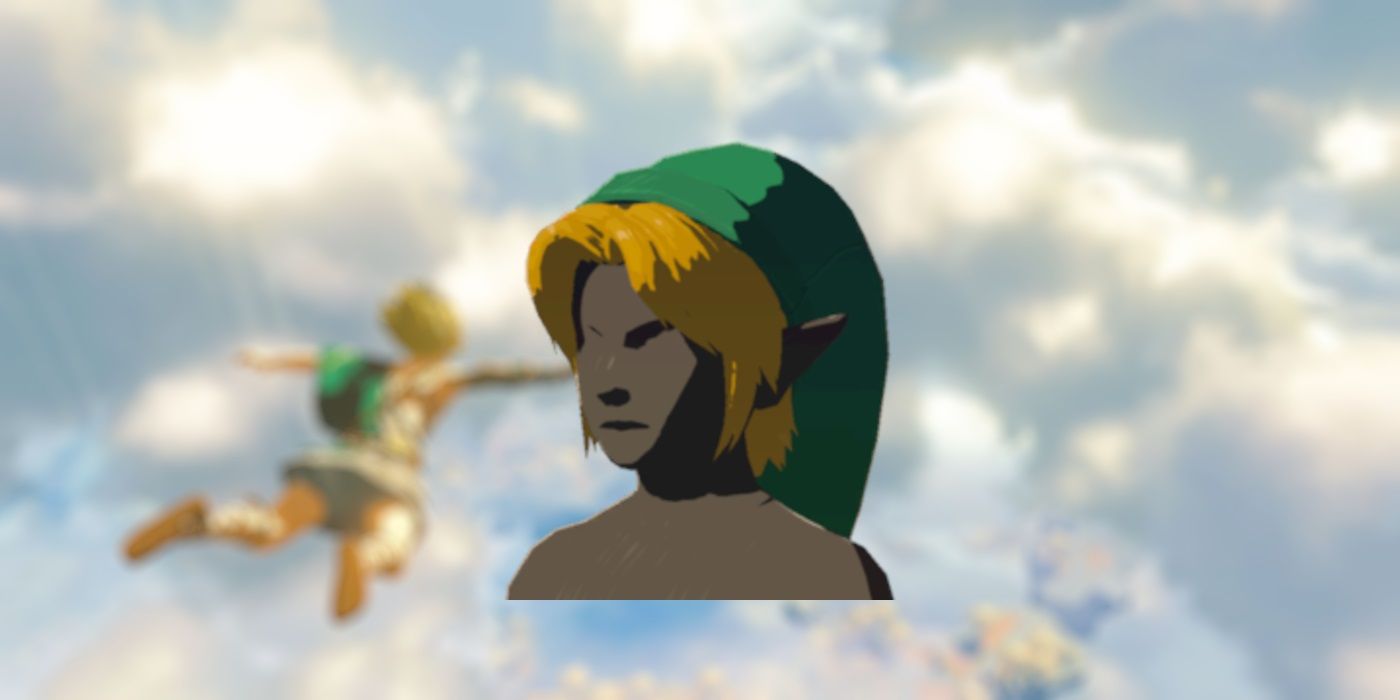 Cap of Time from Zelda Tears of the Kingdom on a blurred background of the sky