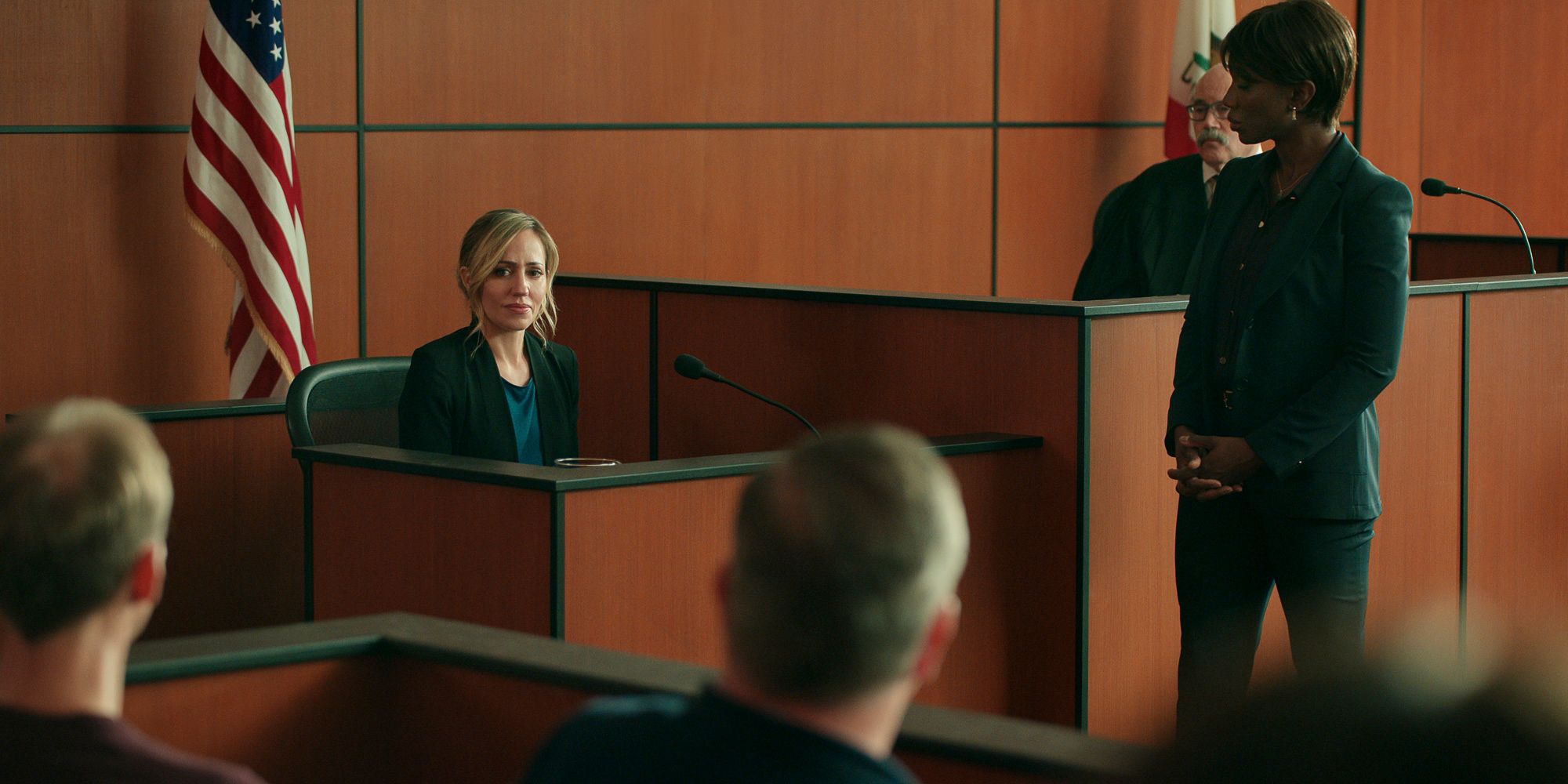 Zibby Allen in Virgin River season 5 in a courtroom