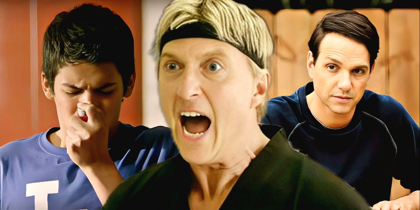 Miguel Diaz, Johnny Lawrence, and Daniel LaRusso in Cobra Kai
