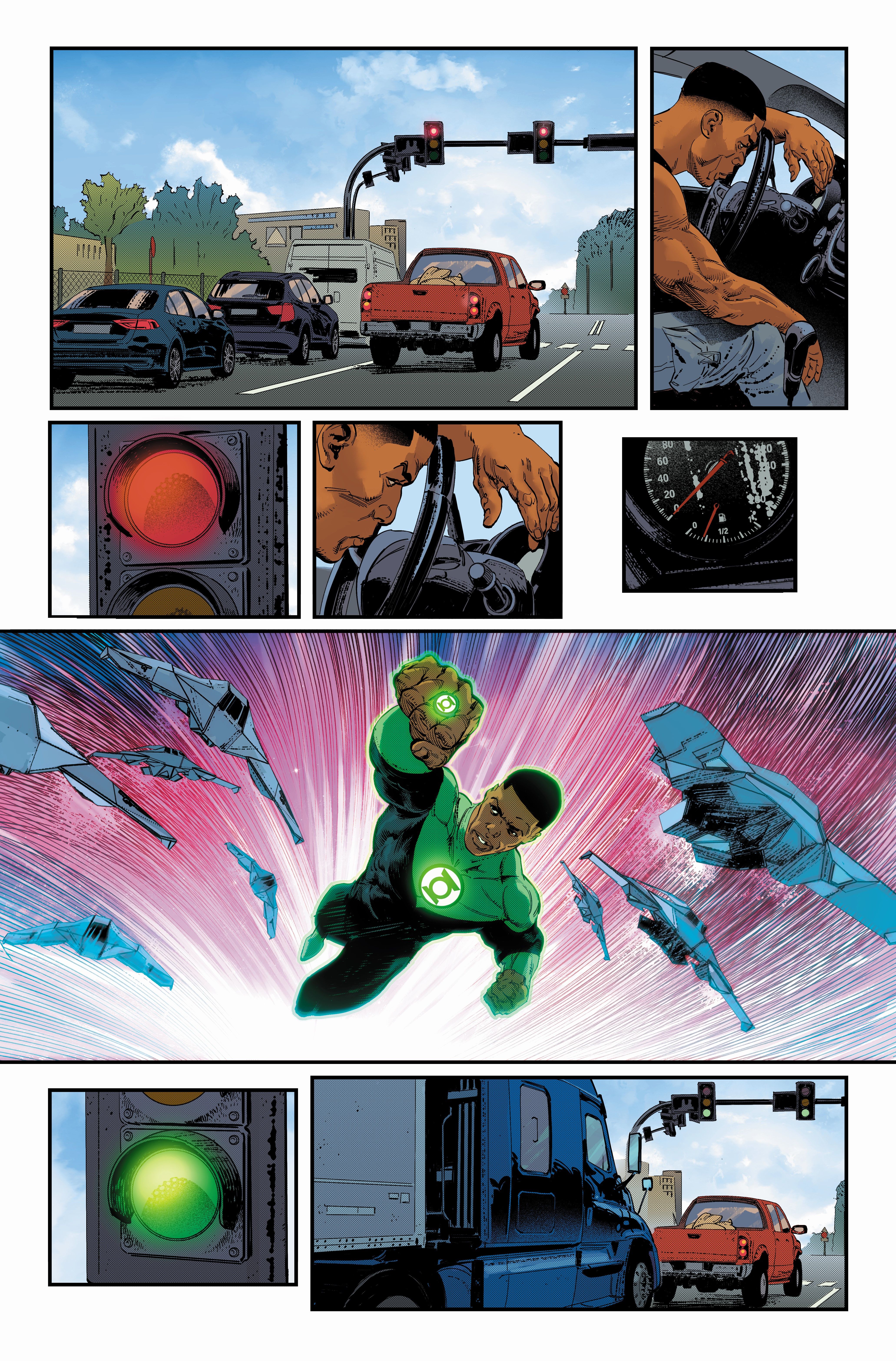 Green Lantern War Journal 1 Preview Page John Stewart in Traffic