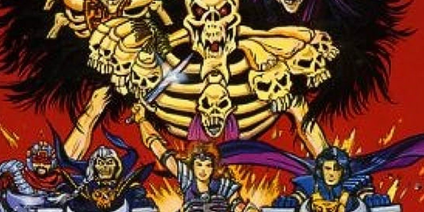 6 Classic Cartoon Series That Still Need Tabletop RPG Adaptations - An image from a VHS tape box for Skeleton Warriors, a heavy metal inspired cartoon series
