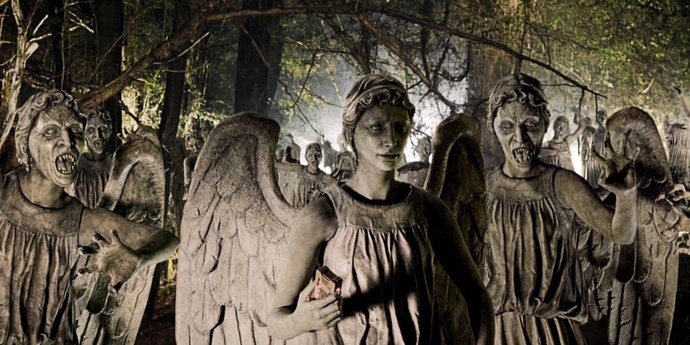 a horde of weeping angels from Doctor Who