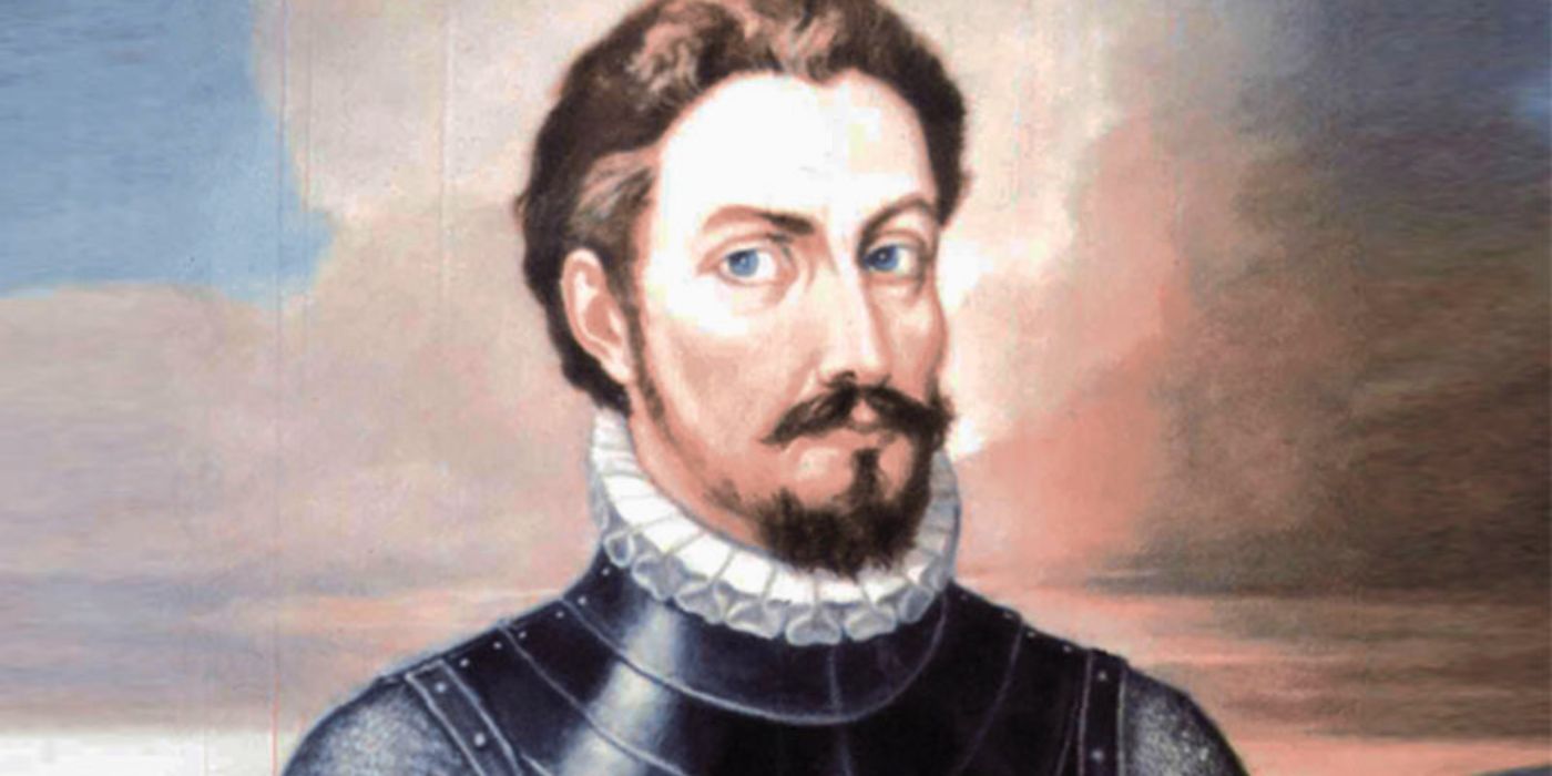 A portrait of Alonso de Ojada looking sideways