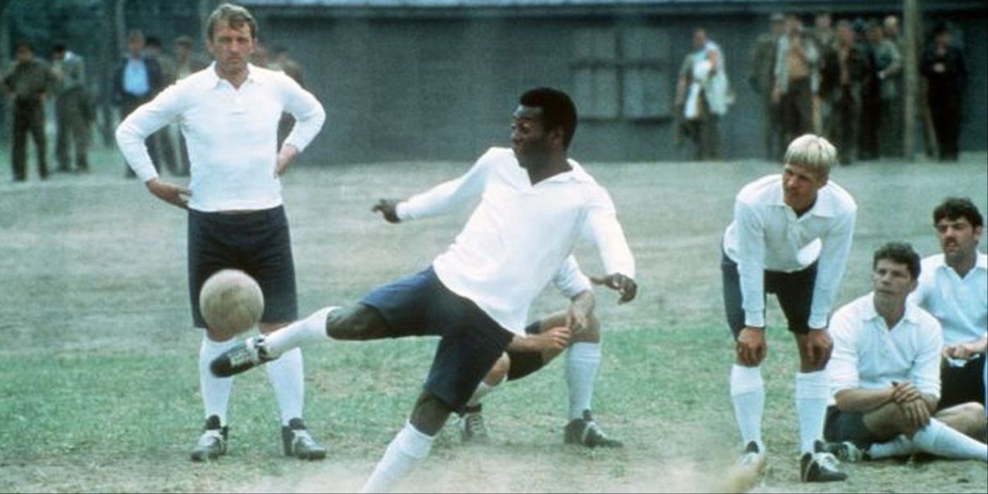 A scene from the 1981 soccer movie Victory