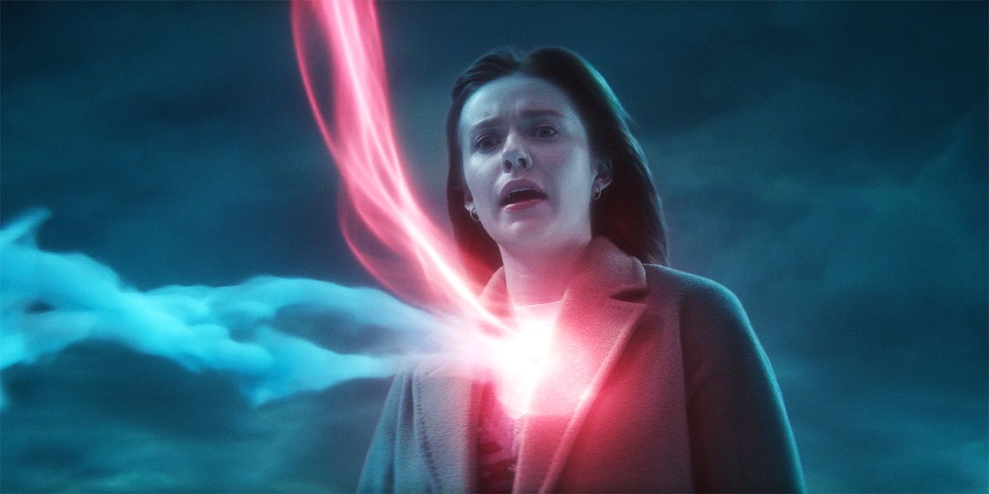 Nancy Drew with a red light coming out of her chest