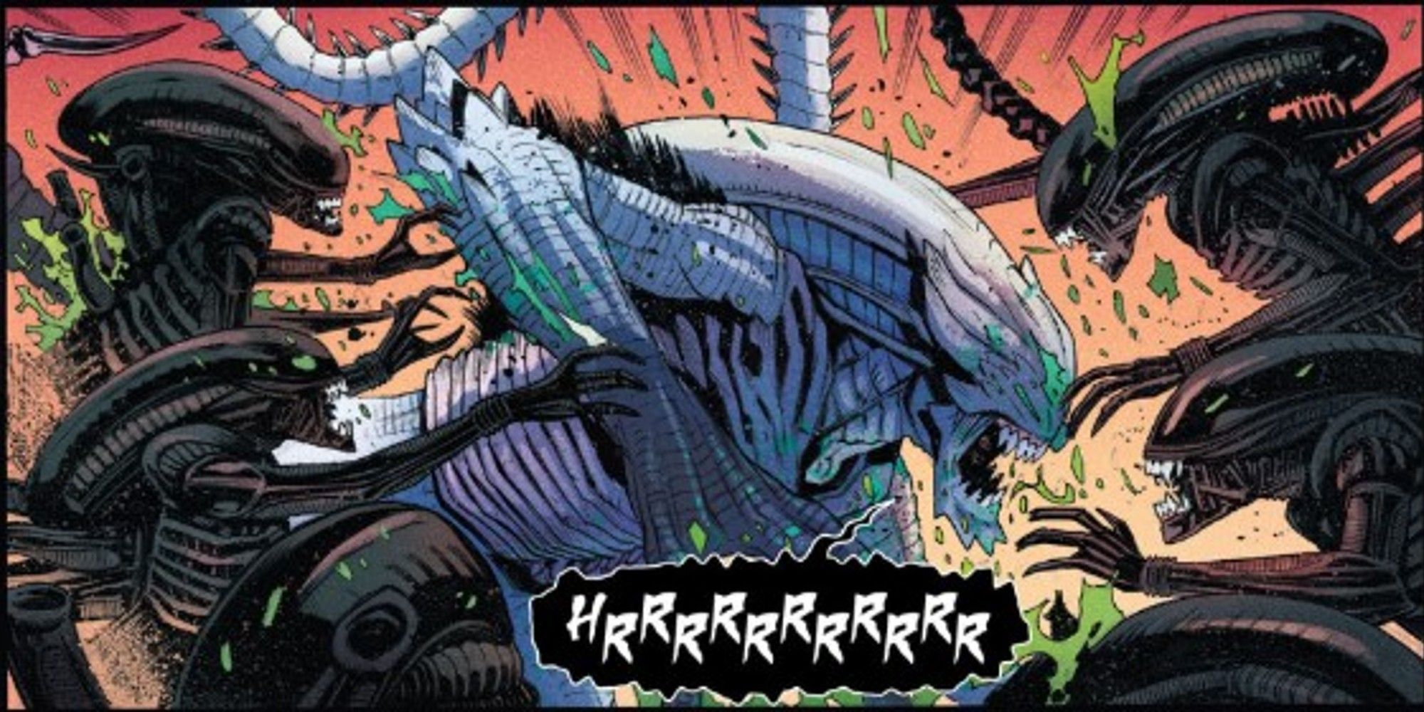 white xenomorph slaughtering regular xenomorphs