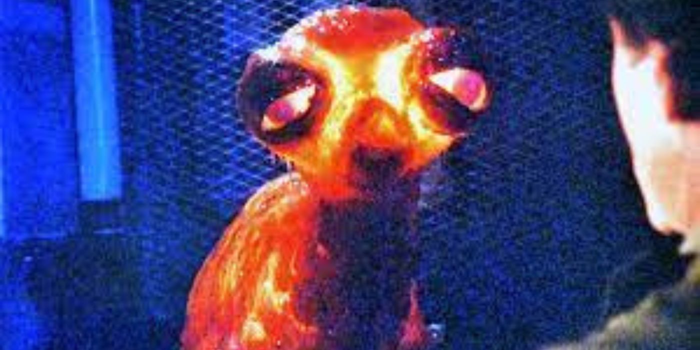 An alien staring at an astronaut in Star Crystal