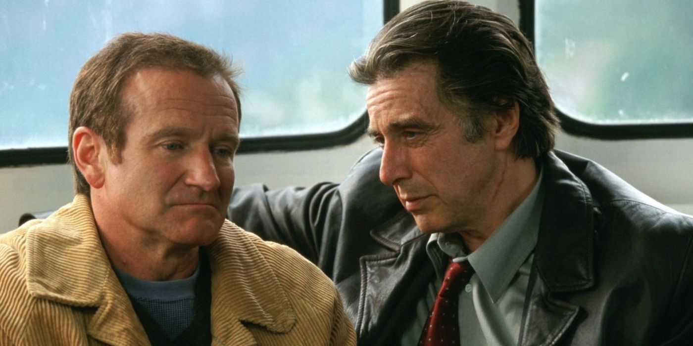 An image of Al Pacino and Robin Williams sitting next to one another in Insomnia