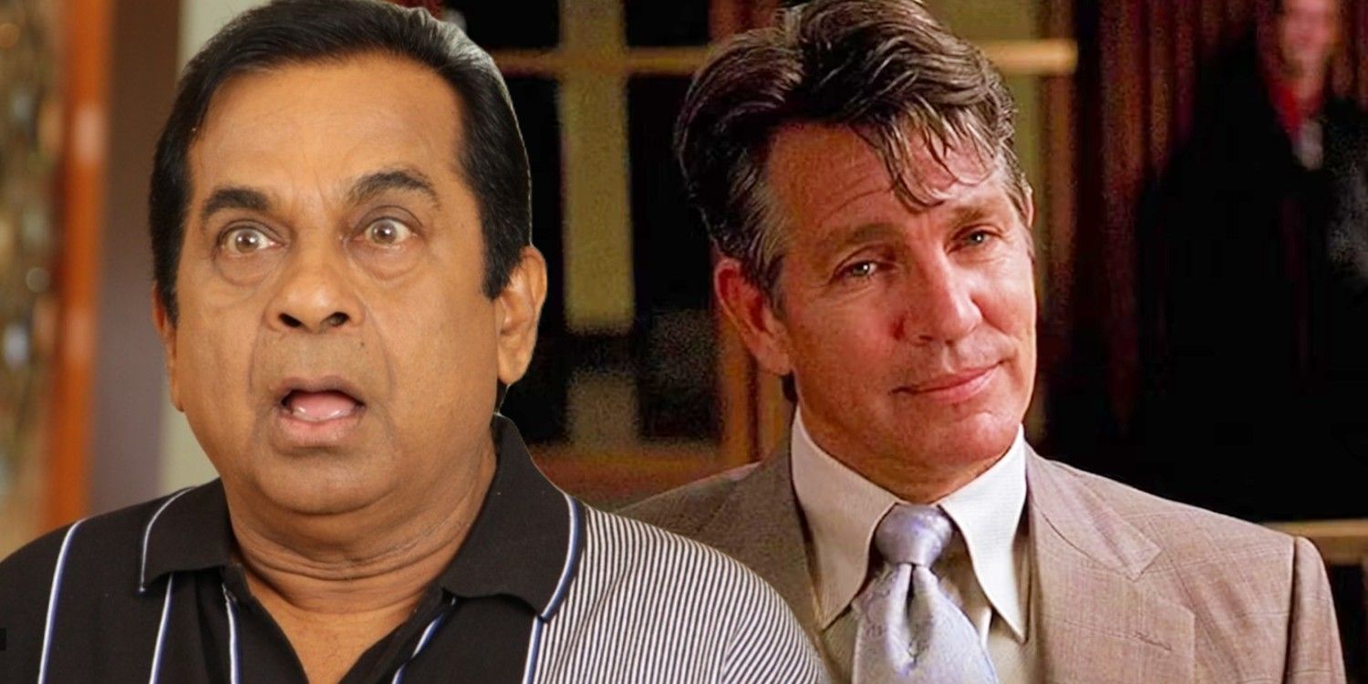 An image of Brahmanandam looking shocked and Eric Roberts in The Dark Knight
