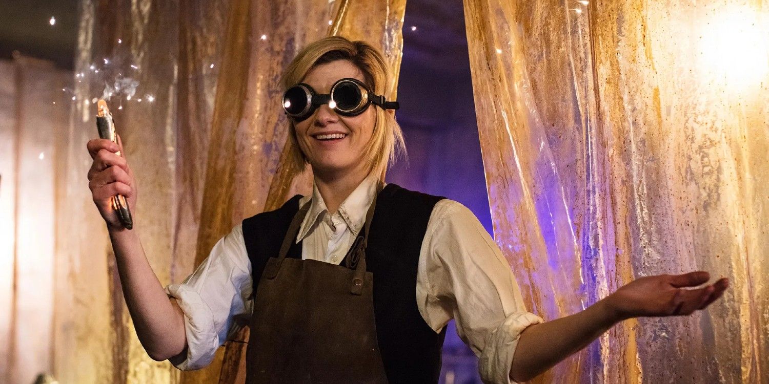 An image of Jodie Whittaker holding a sonic screwdriver in Doctor Who