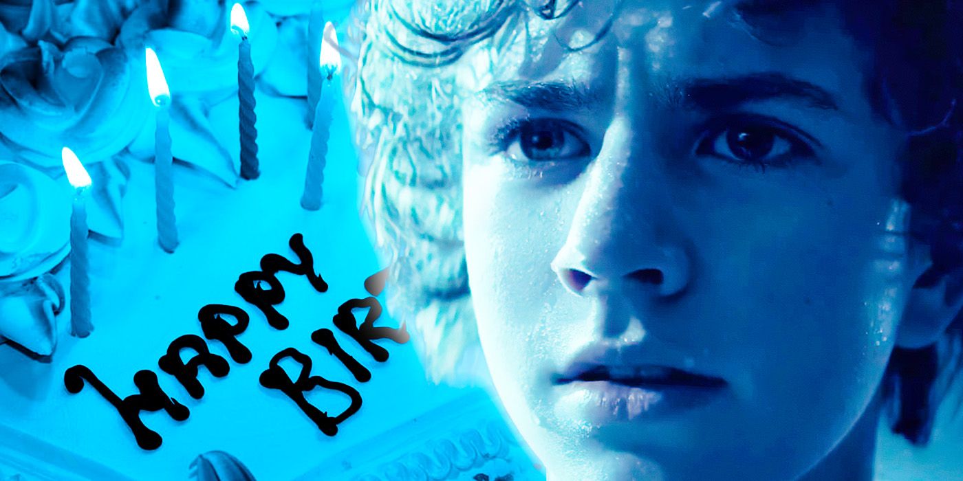 An image of Percy Jackson and a birthday cake