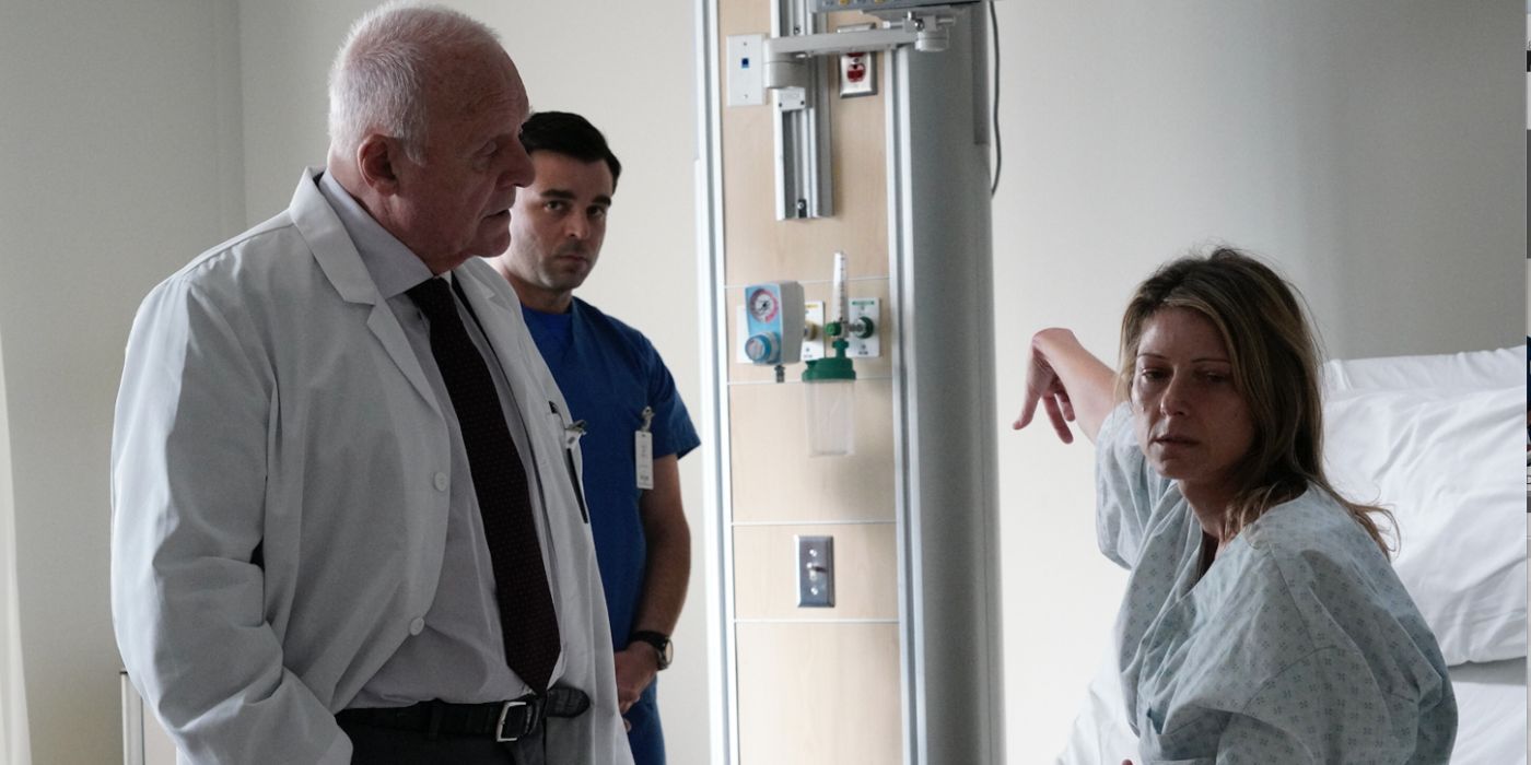 Anthony Hopkins talking to a patient in Elyse.