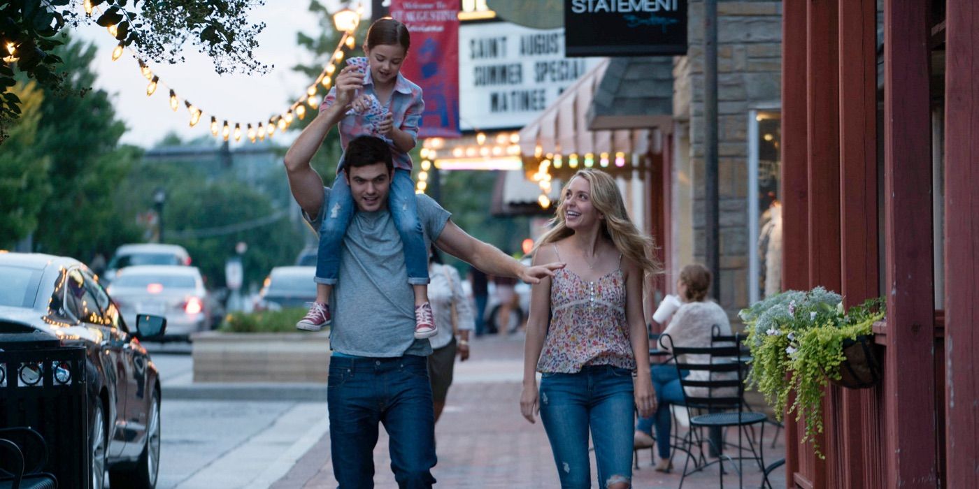 Abby Ryder Fortson is carried on a man&rsquo;s shoulders in Forever My Girl
