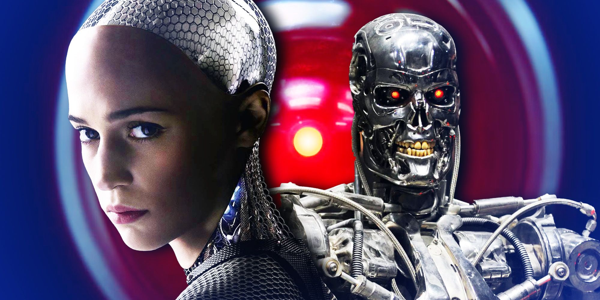 Ex Machina and The Terminator - AI movies collage