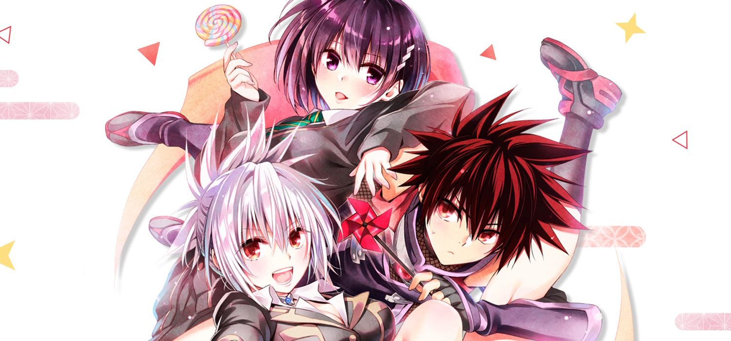 Ayakashi Triangle Official Artwork featuring the full cast.
