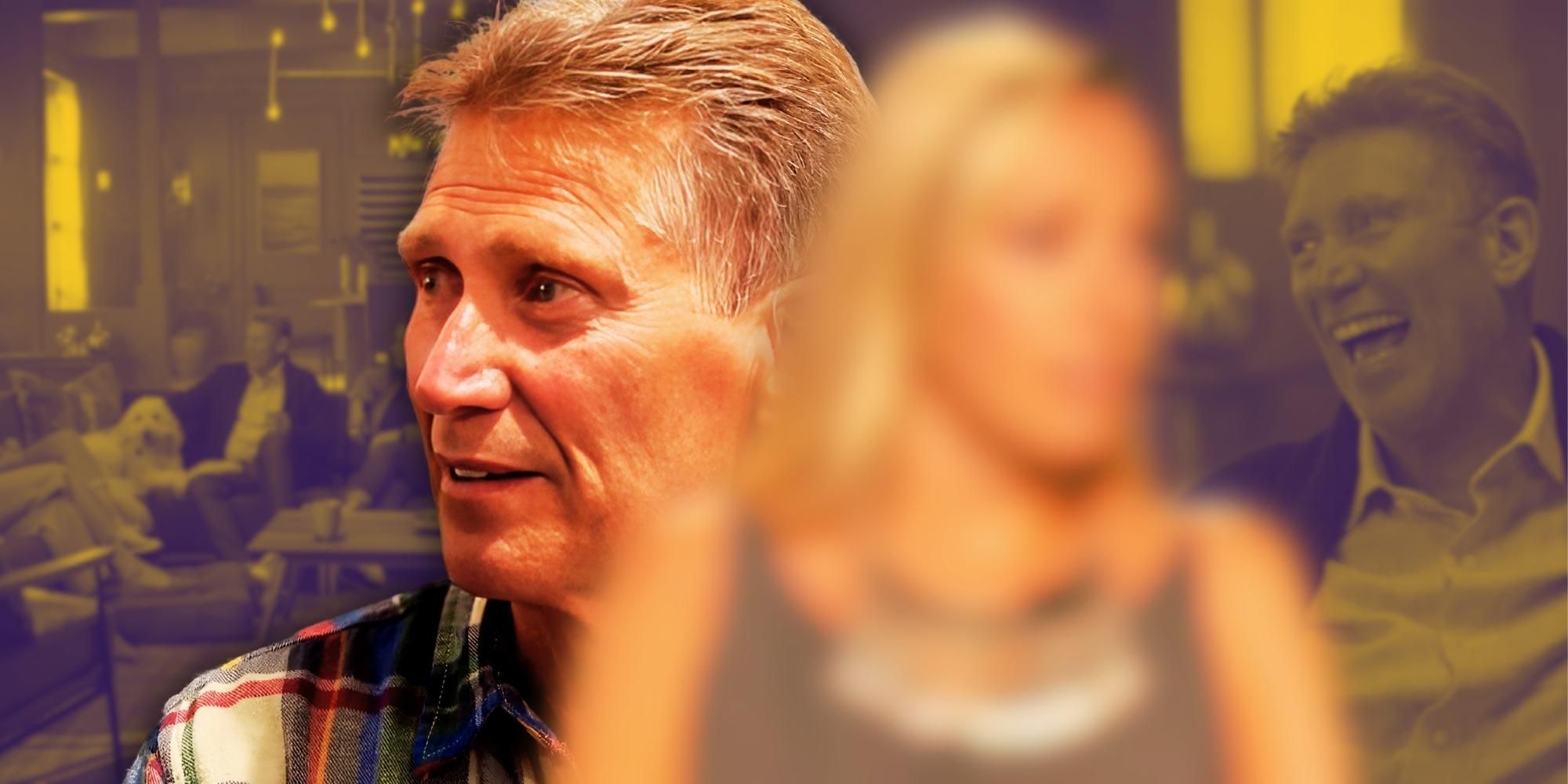 The Golden Bachelor&rsquo;s Gerry Turner and blurred shot of Bachelor alum Sarah Herron