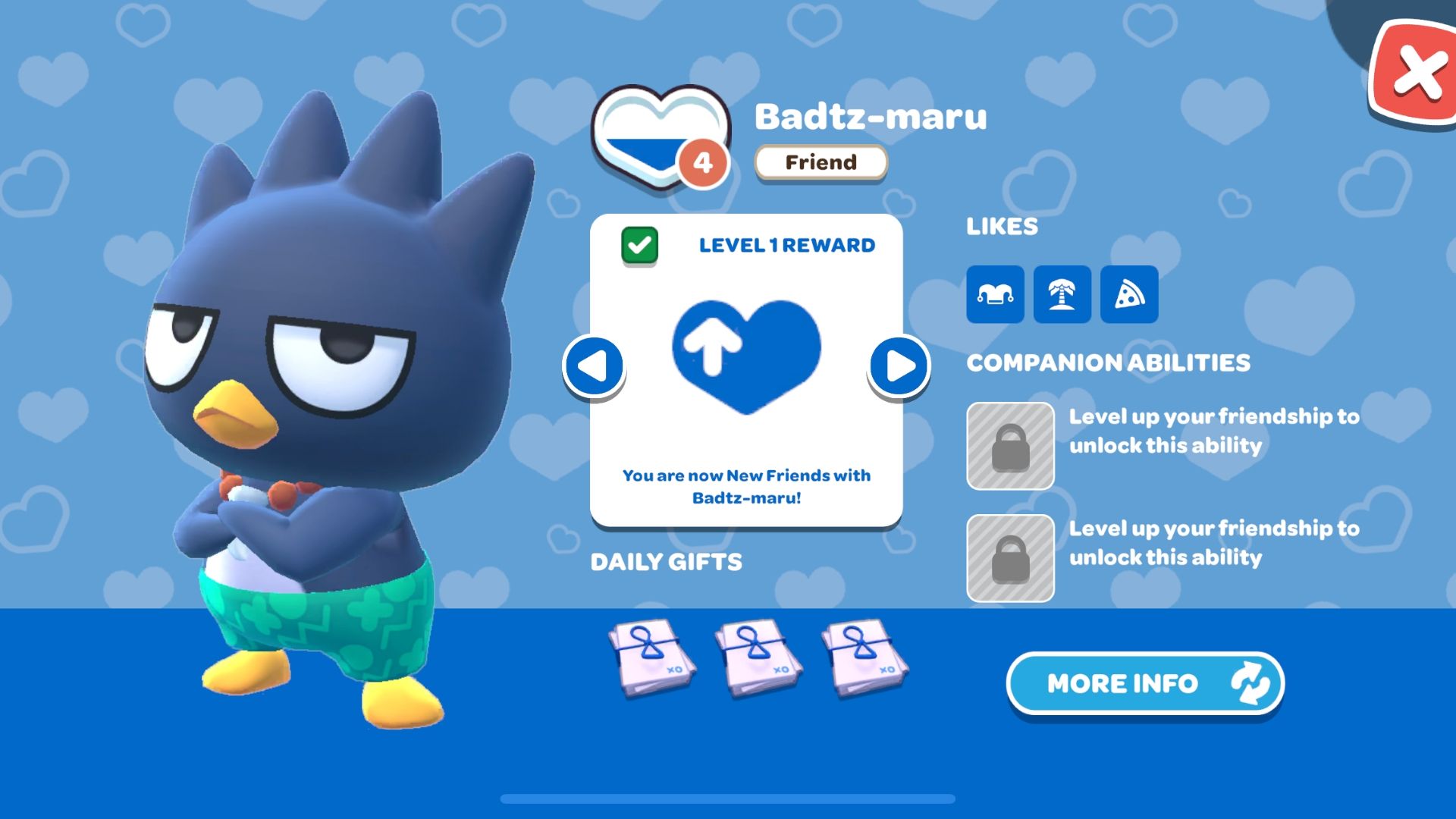 Badtz-Maruu Friendship Screen in Hello Kitty Island Adventure