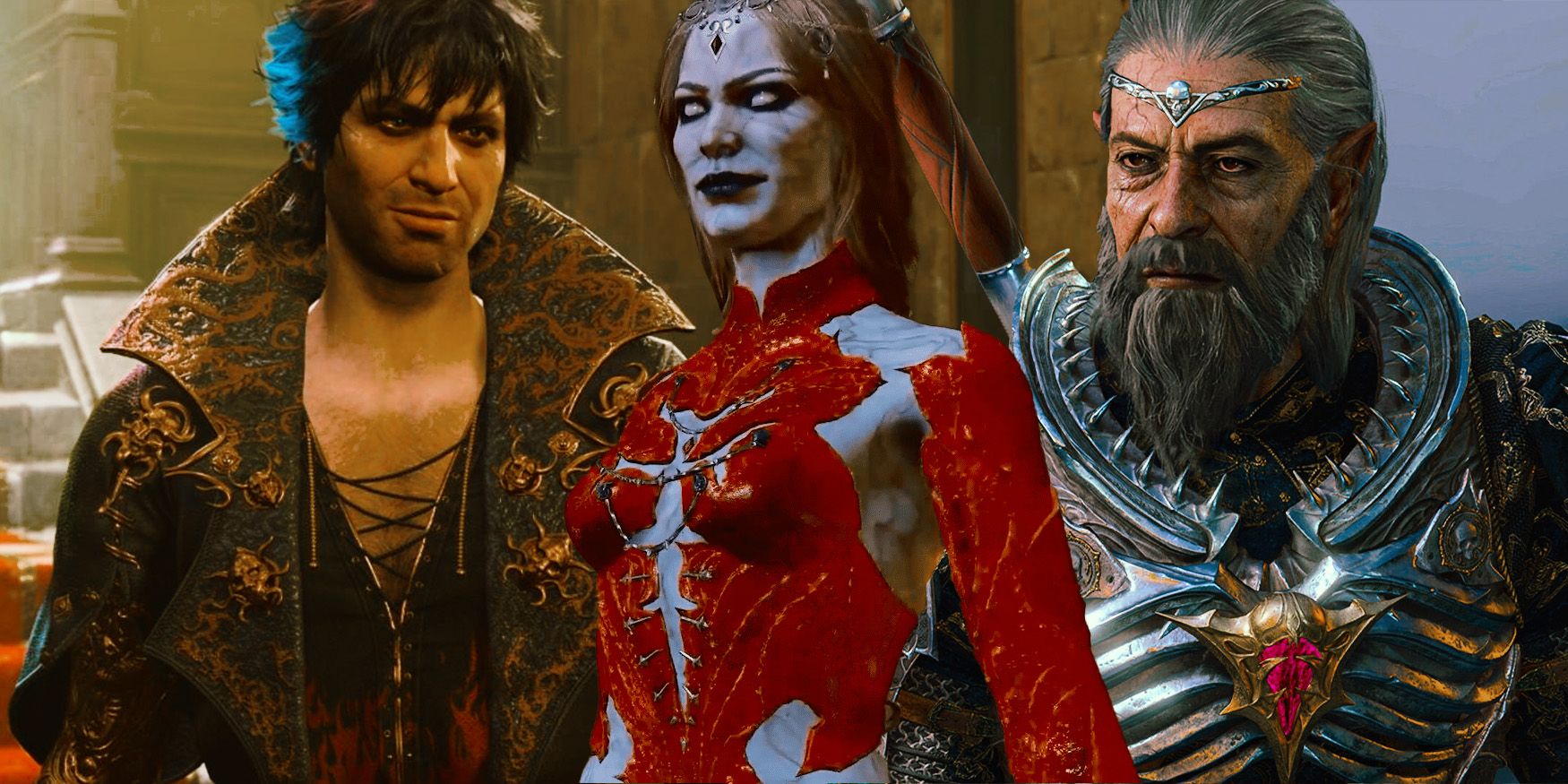 Enver Gortash, Orin the Red, and Ketheric Thorm in Baldur's Gate 3, from left to right.