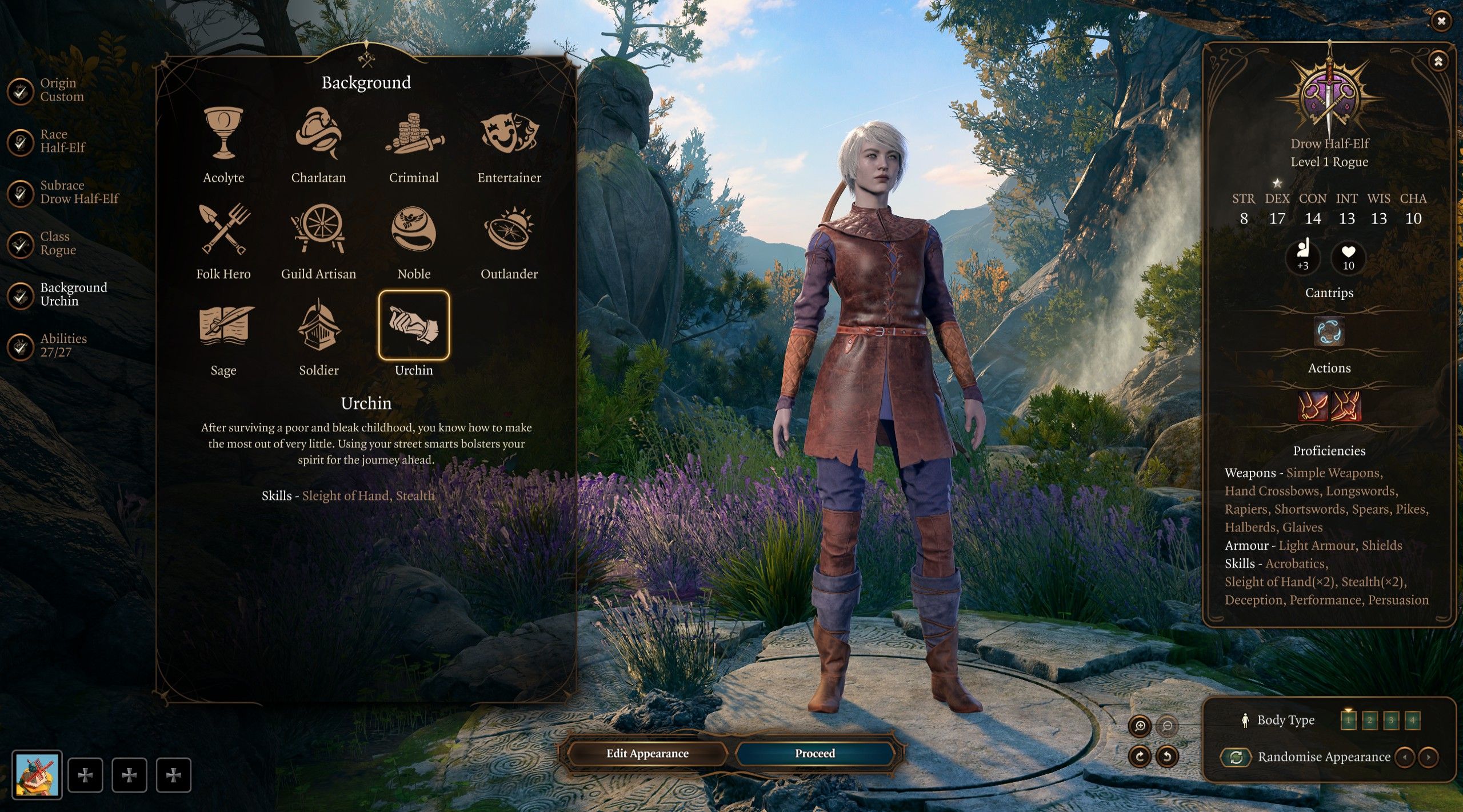 Baldur&rsquo;s Gate 3 Female Drow Half-Elf Urchin Rogue