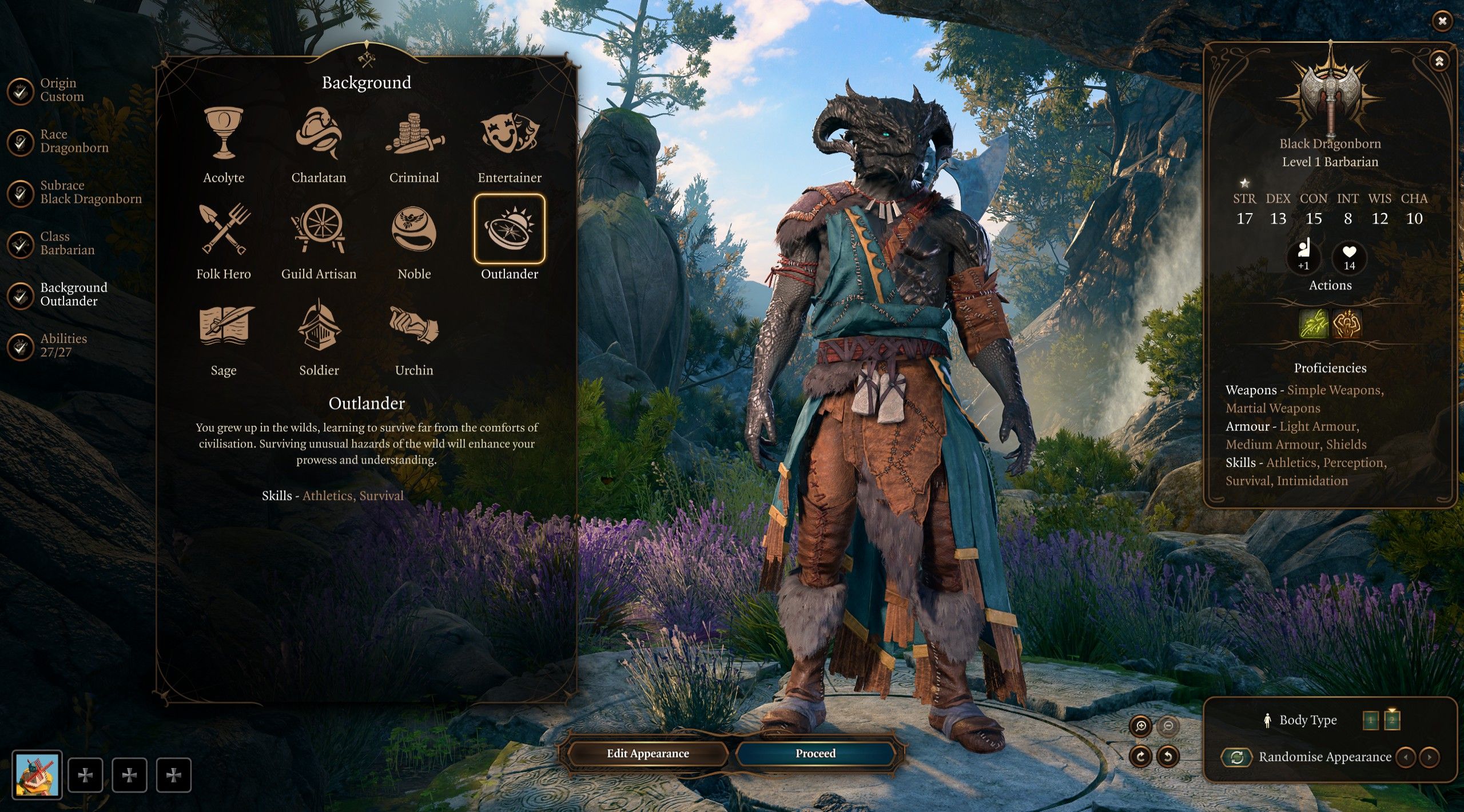 Baldur&rsquo;s Gate 3 Male Dragonborn Outlander Barbarian