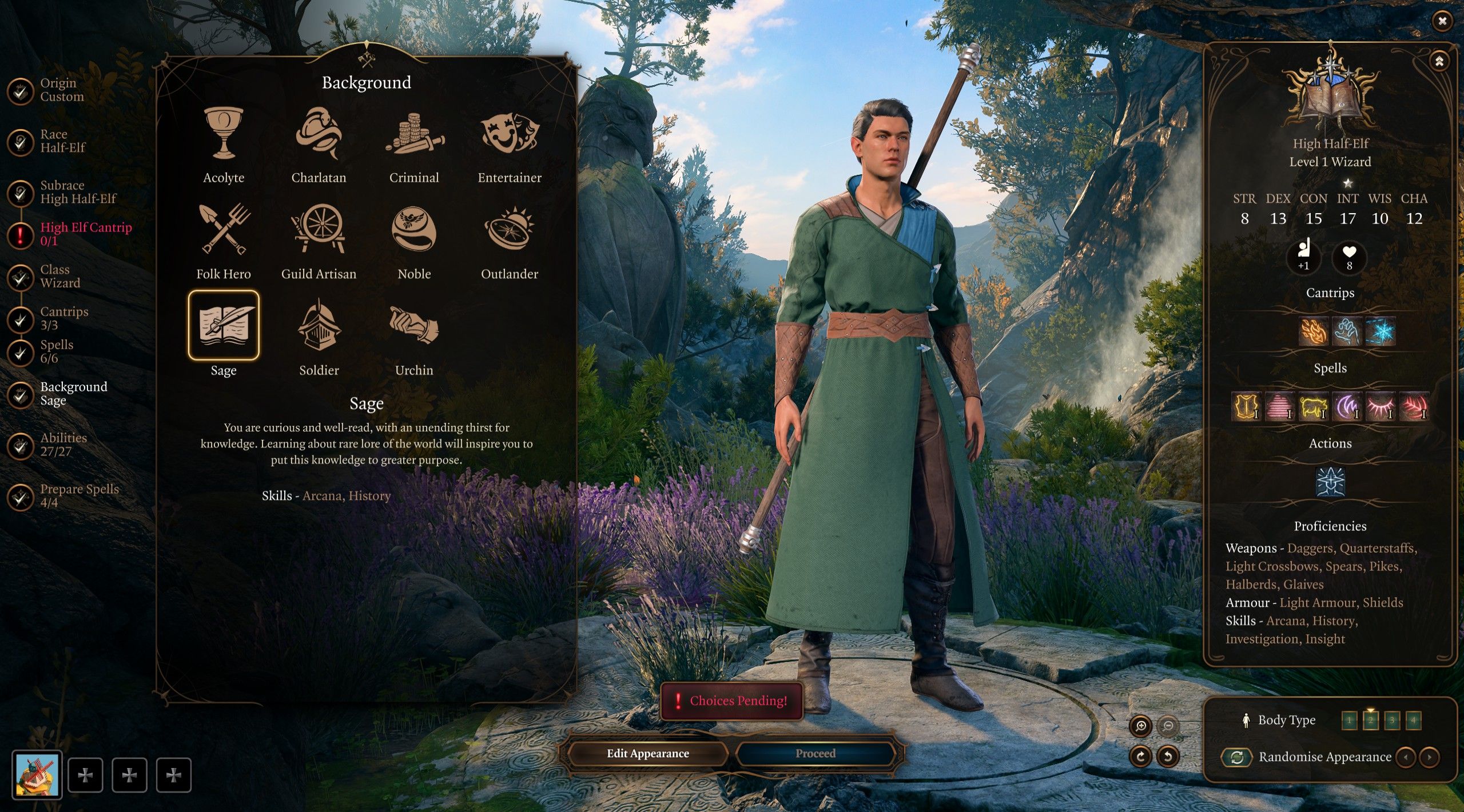 Baldur&rsquo;s Gate 3 Male High Half-Elf Sage Wizard