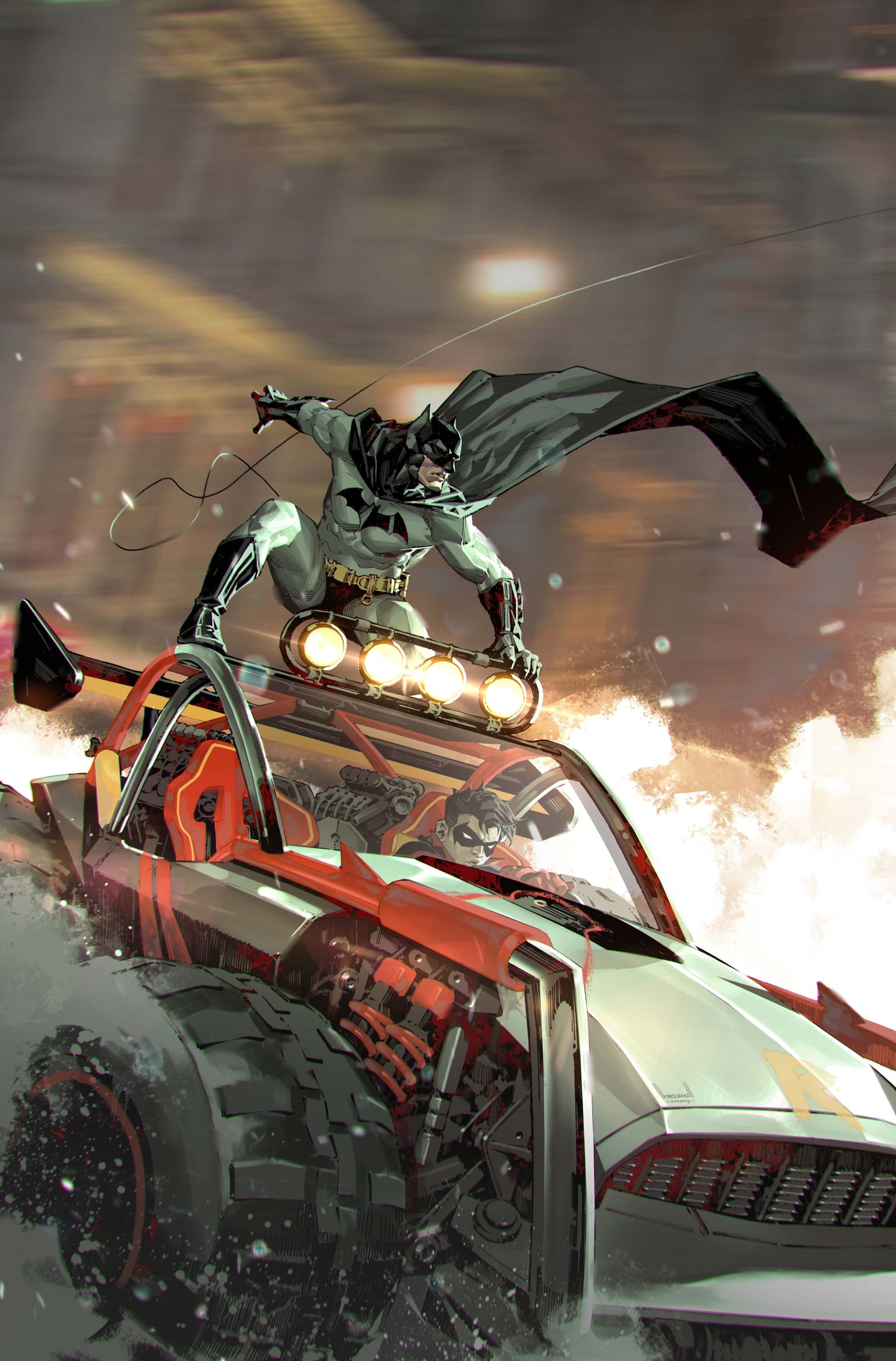Robin's Improved Batmobile Proves Its Power in a Thrilling Car Chase