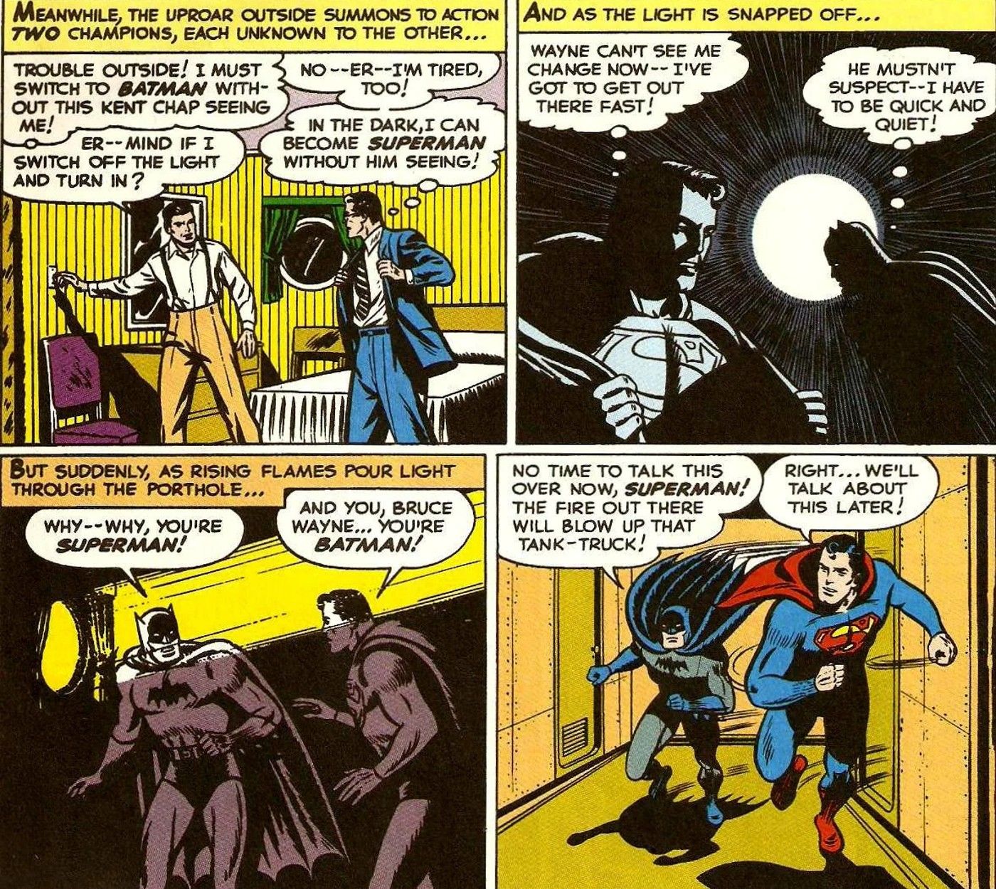 Batman and Superman discover each other&rsquo;s secret identities