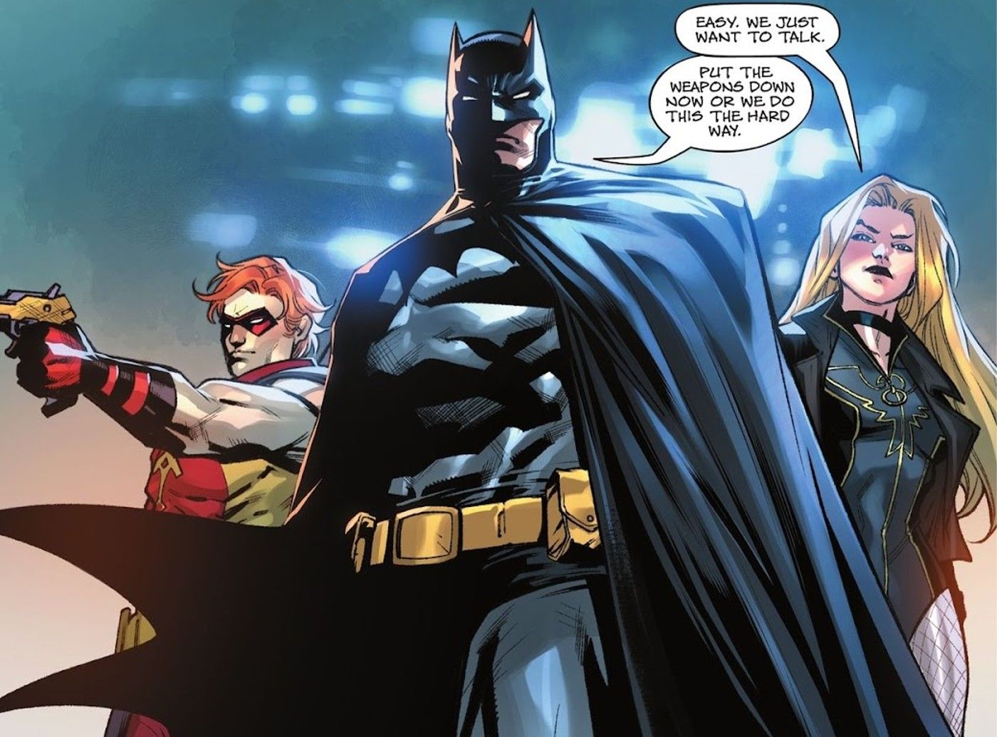 Batman Black Canary and Arsenal Confront the WildCATs