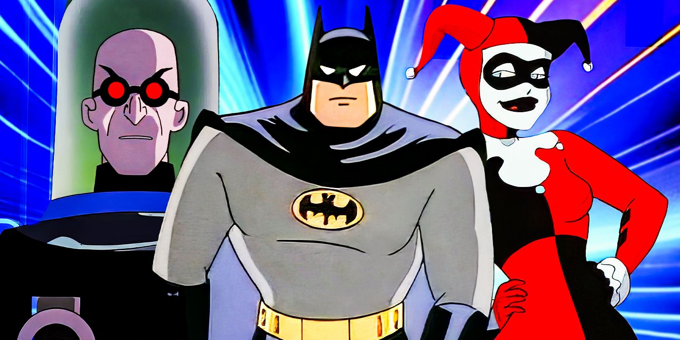 Mr Freeze, Batman, and Harley Quinn in Batman The Animated Series