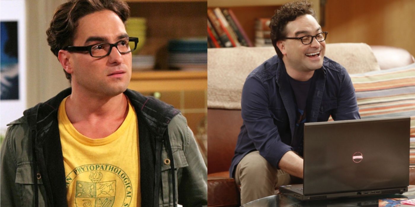 A split image features Johnny Galecki in the first and last seasons of The Big Bang Theory