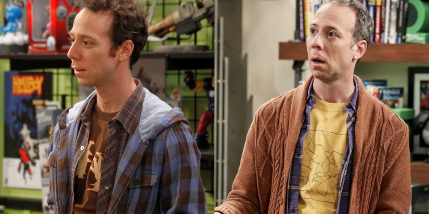 A split image features Kevin Sussman in one of his first and one of his last appearances in The Big Bang Theory