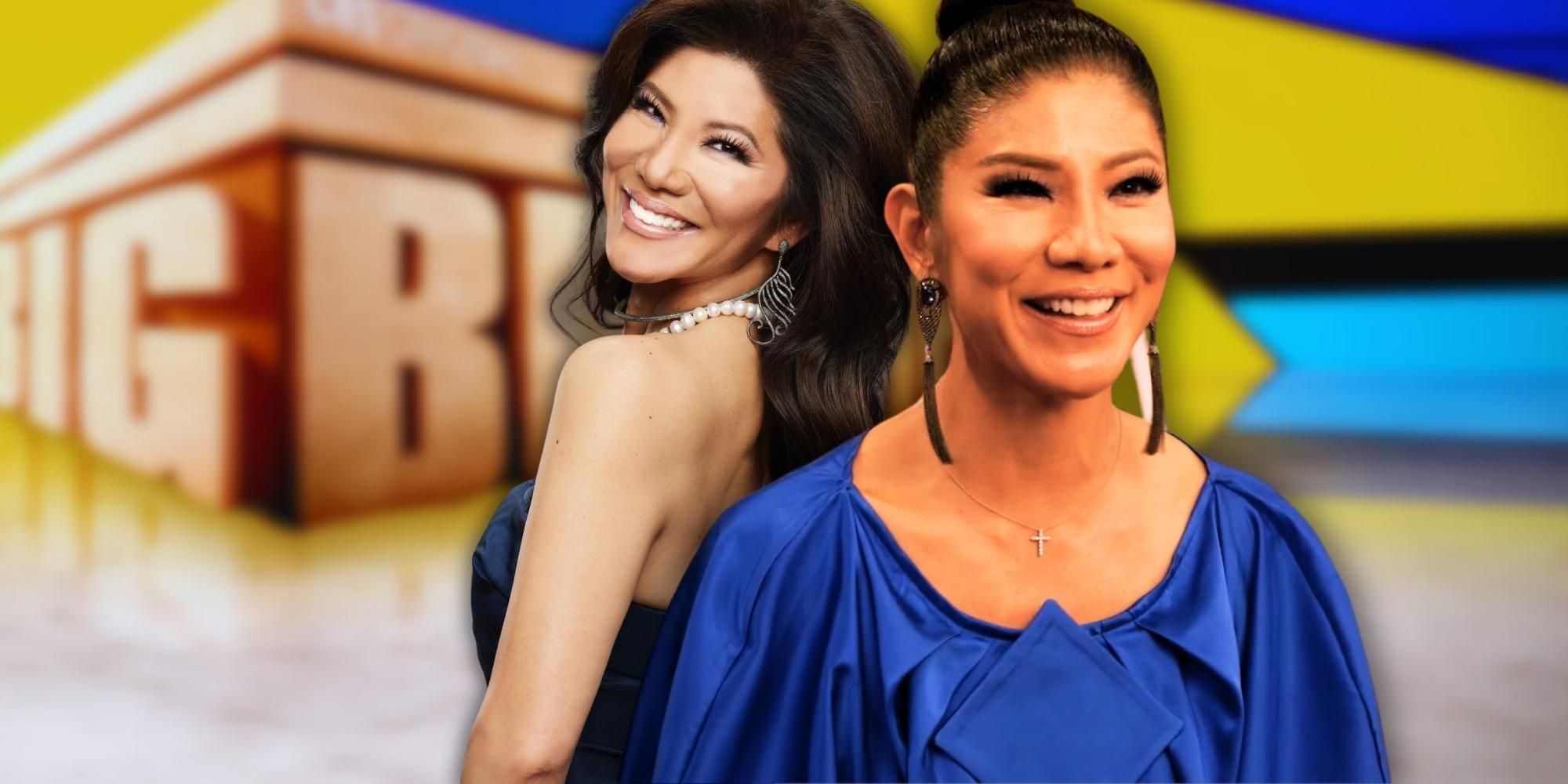 two images of Julie Chen from Big Brother smiling side by side