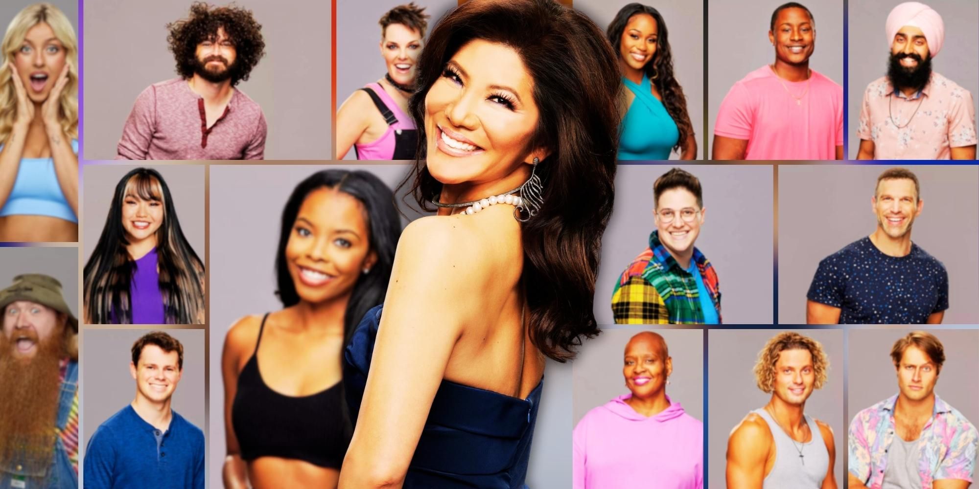 Julie Chen and Big Brother Season 25 Cast in boxes behind her