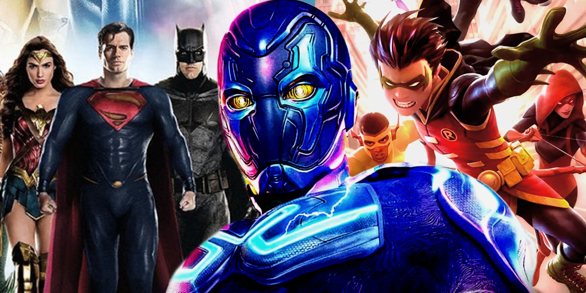 Blue Beetle with the Justice League and the Teen Titans
