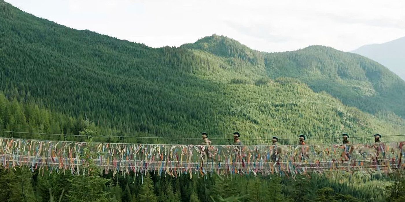 A rope bridge at Camp Half-Blood from the trailer for Percy Jackson and the Olympians