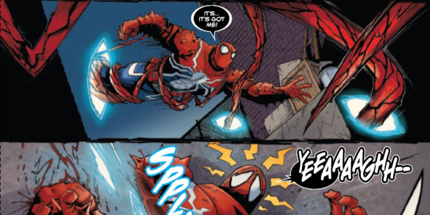 Carnage using Spot&rsquo;s powers to kill Venoms.