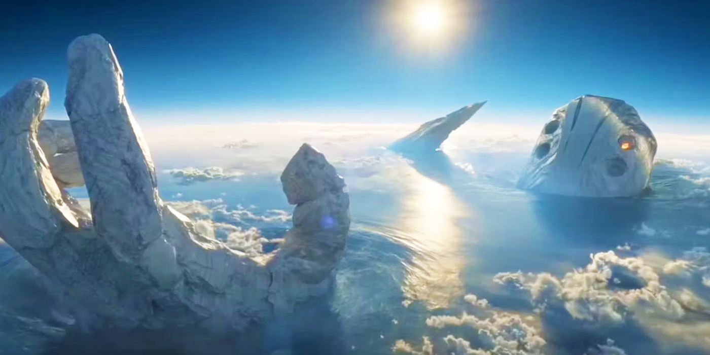 Celestial Tiamut emerging in Eternals