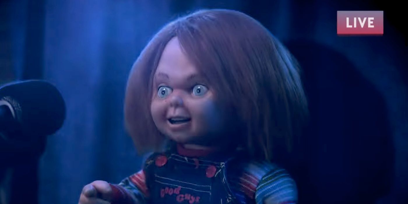 Chucky Speaking at a Press Conference in Season 3 Trailer