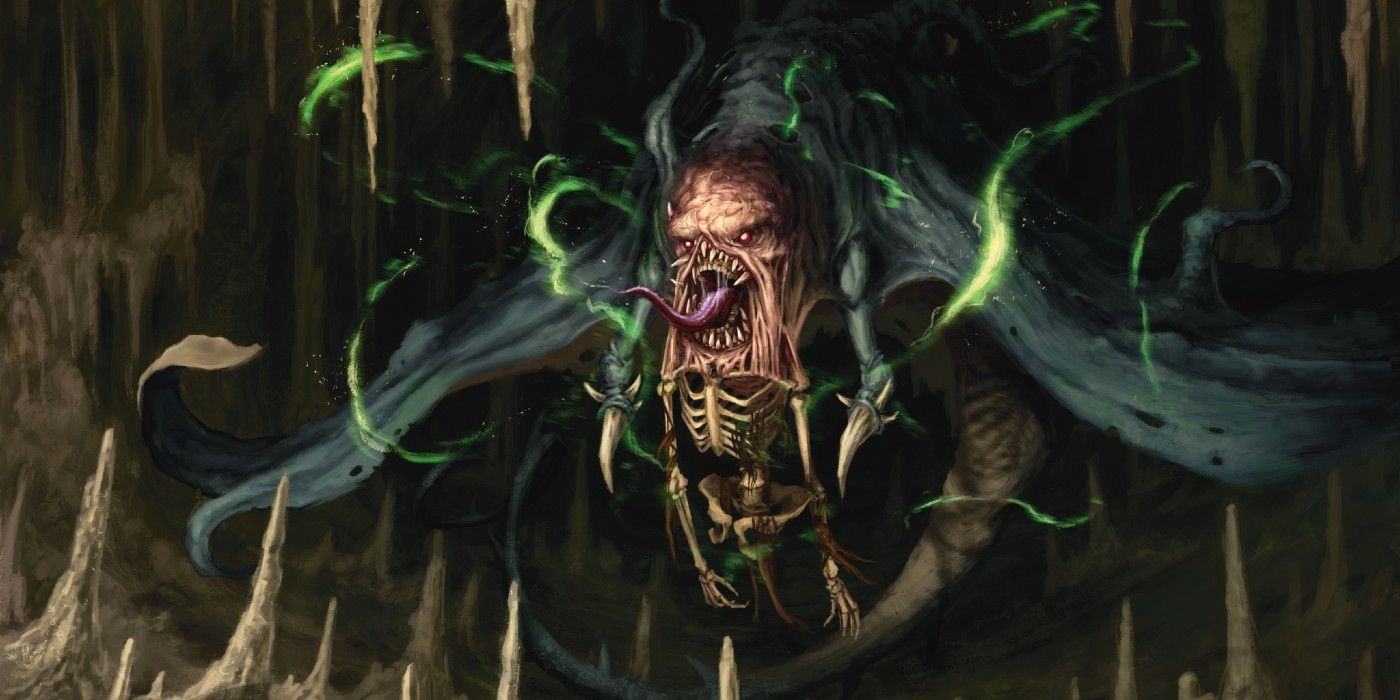 Cloaker Mutate, a skeletal creature that flies with sharp teeth and a long tongue.