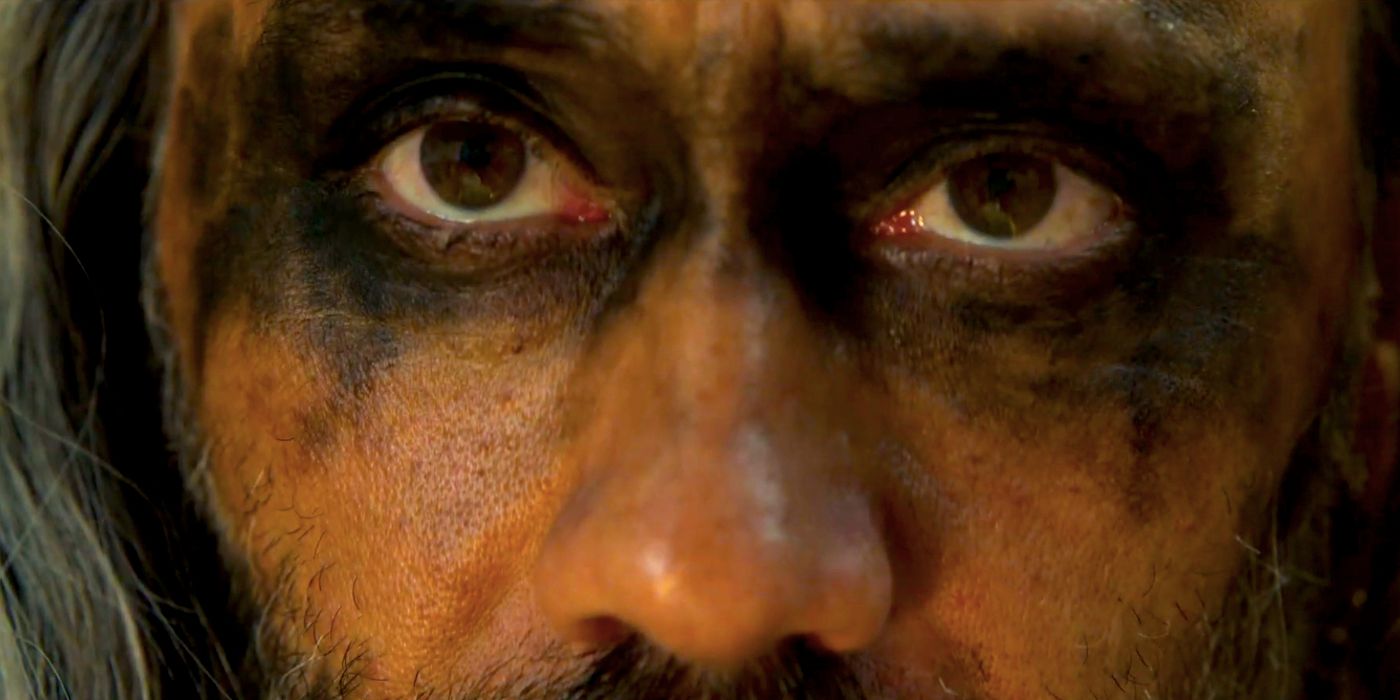 Closeup on the Eyes of Taika Waititi as Blackbeard in Our Flag Means Death Season 2