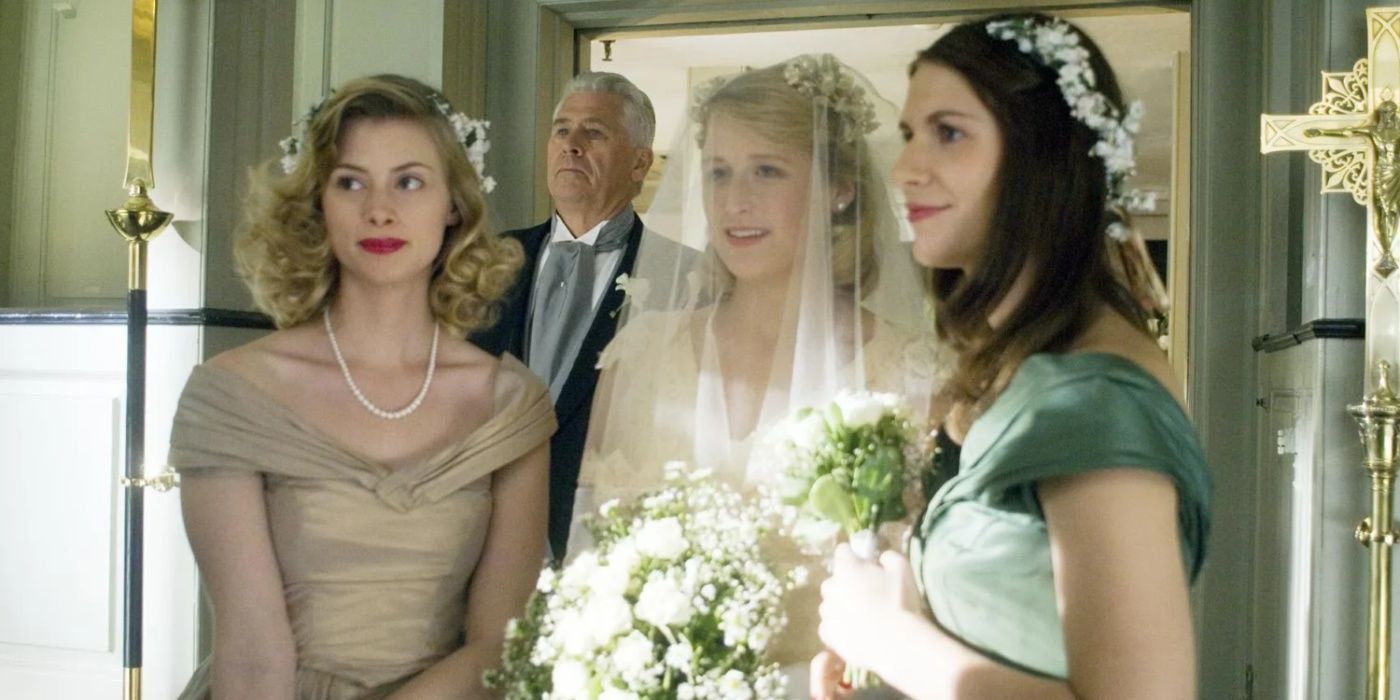 Mamie Gummer in a wedding dress in Evening