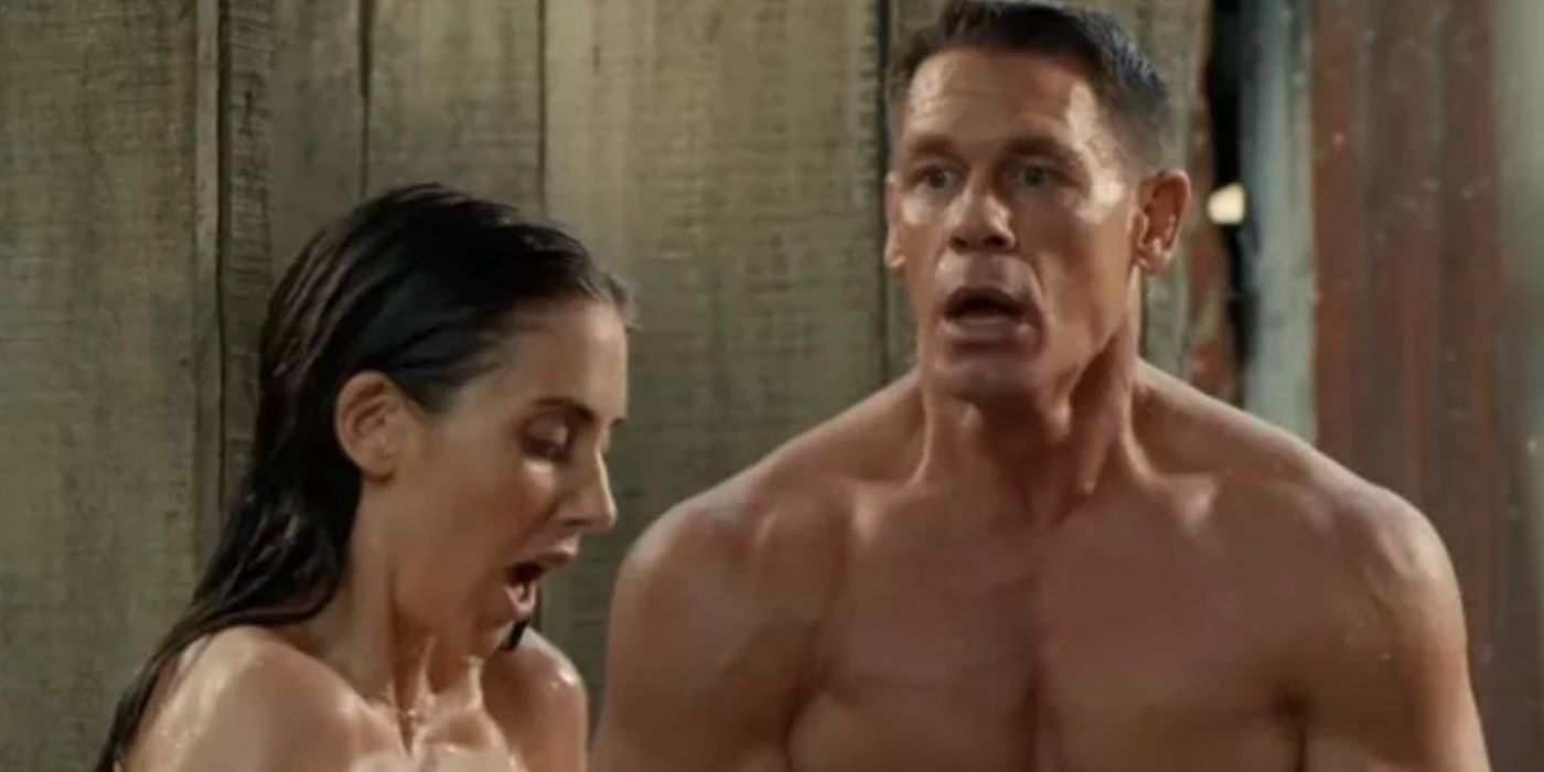 Claire and Mason in a communal shower in Freelance