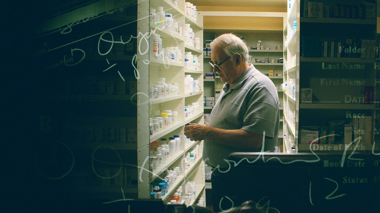 Collage of Dan Schneider working at a pharmacy and a prescription in The Pharmacist