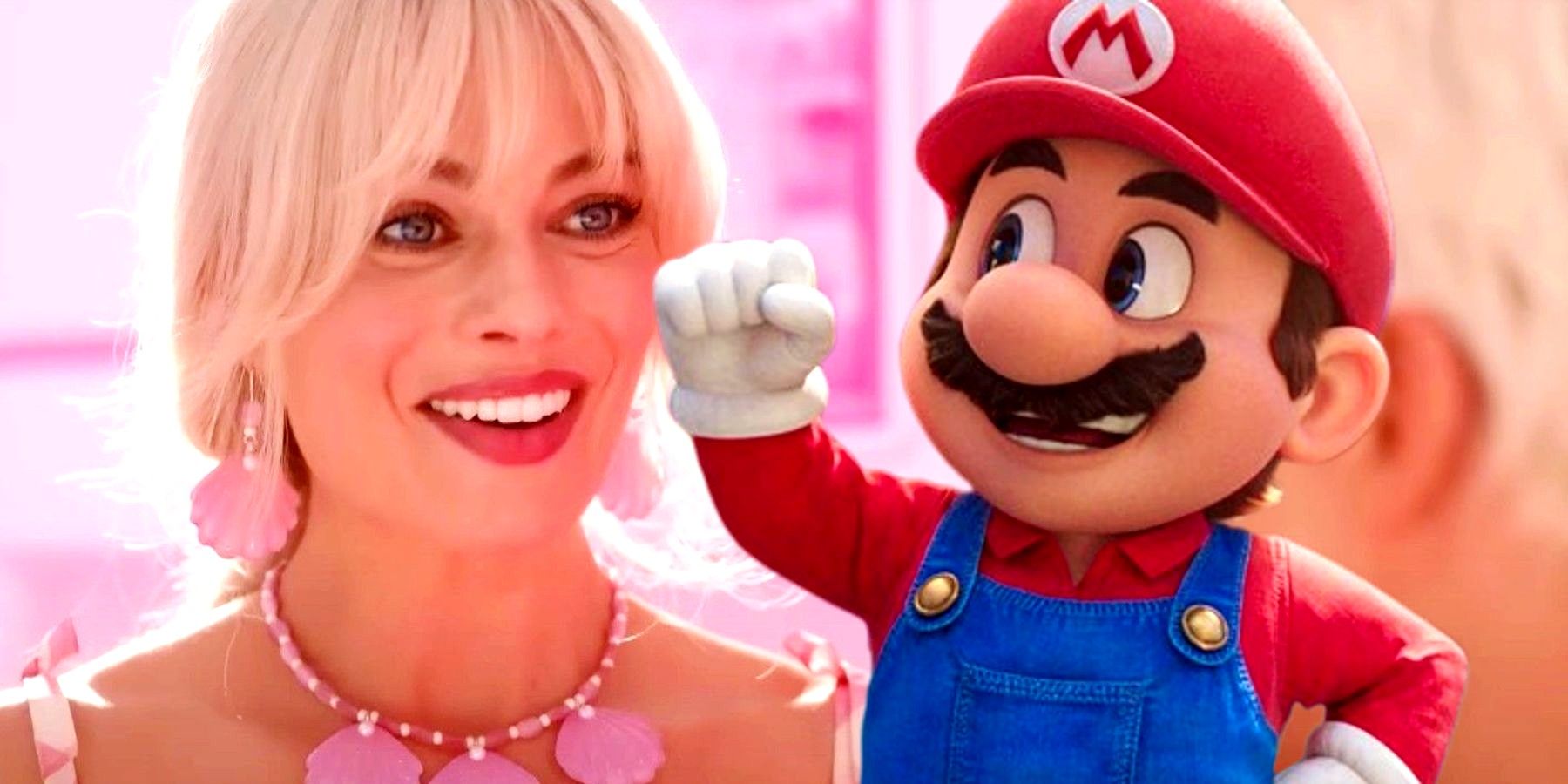 Custom image of Barbie and Mario smiling at each other