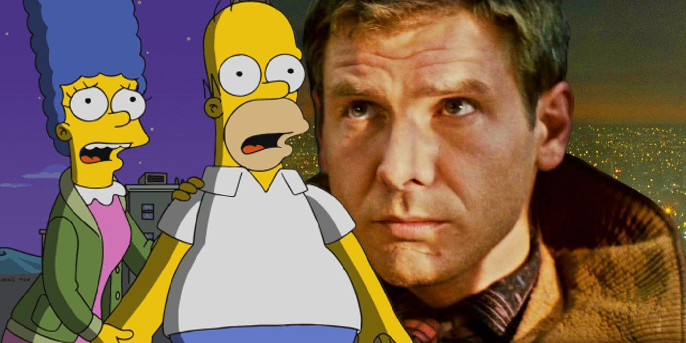 Custom image of Homer and Marge Simpson looking shocked and Harrison Ford in Blade Runner