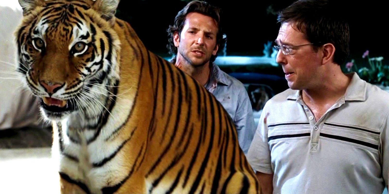 Custom image of Mike Tyson's tiger and Phil and Stu at the door in The Hangover