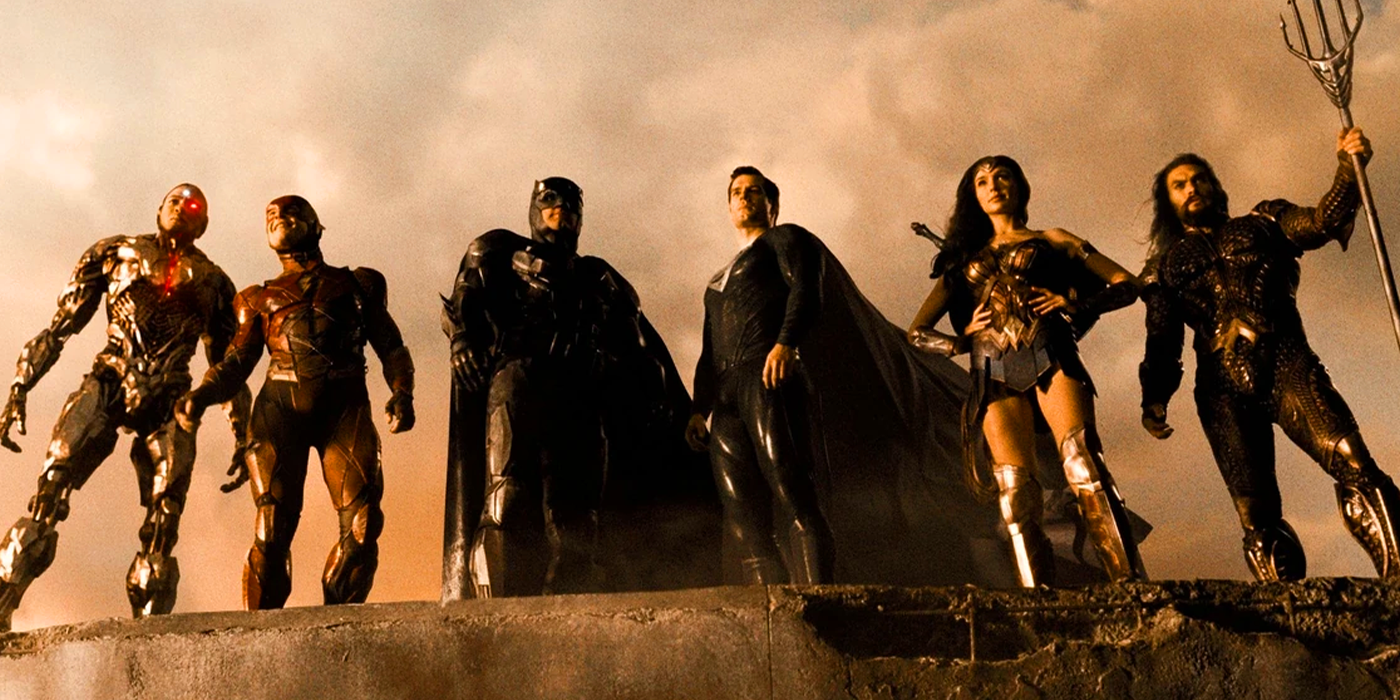 Cyborg, the Flash, Batman, Superman, Wonder Woman, and Aquaman in Justice League
